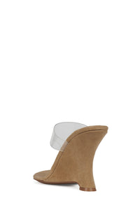 PERSISTENT Wedge Sandal Beige Suede Clear