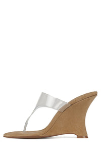 PERSISTENT Wedge Sandal Beige Suede Clear
