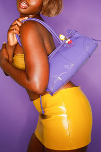 PESKY Jeffrey Campbell Shoulder Bag Purple Crinkle Patent 