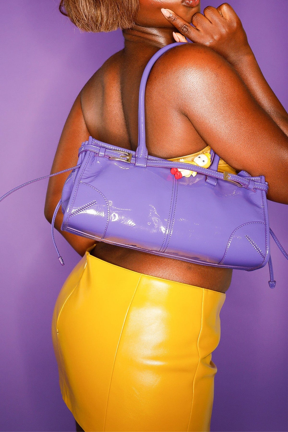 PESKY Jeffrey Campbell Shoulder Bag Purple Crinkle Patent