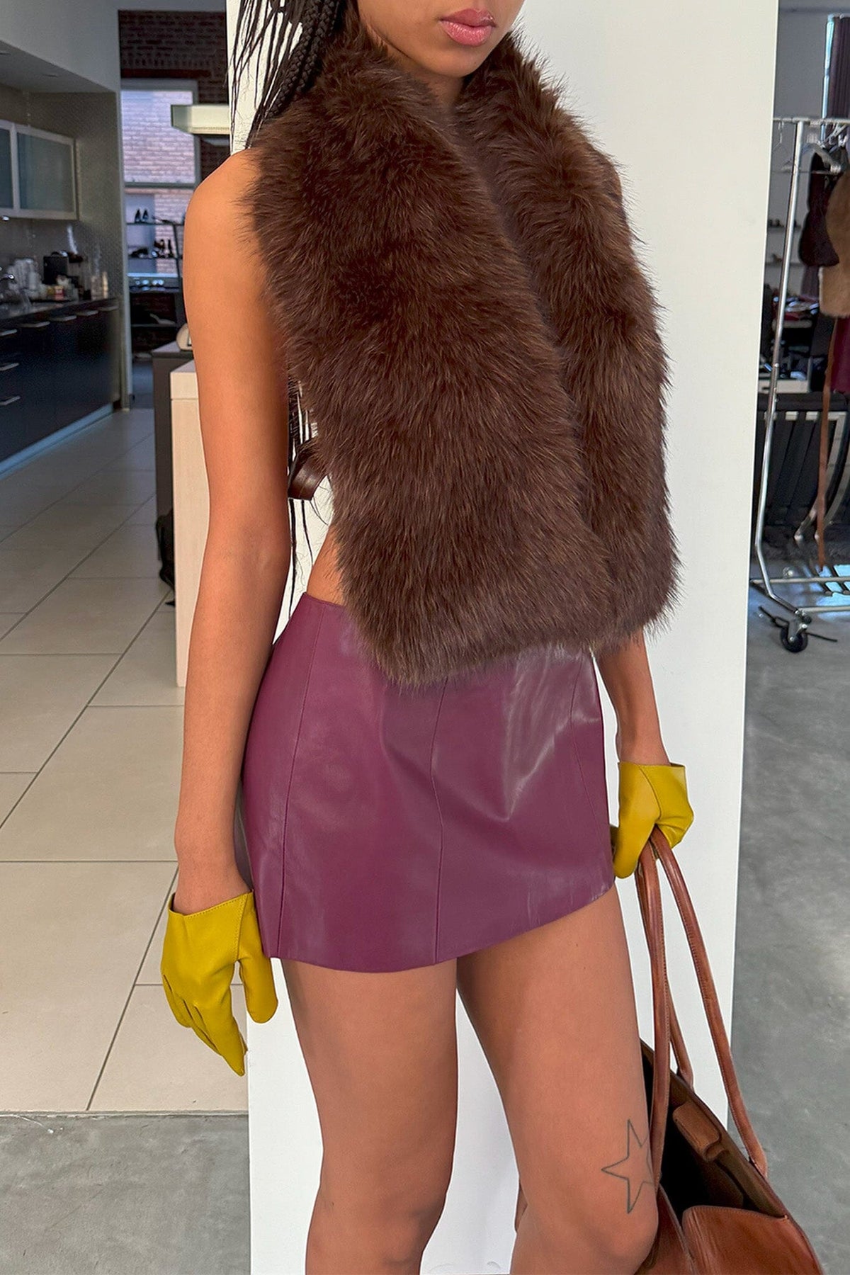 PIT-CREW Jeffrey Campbell Leather Gloves Lime