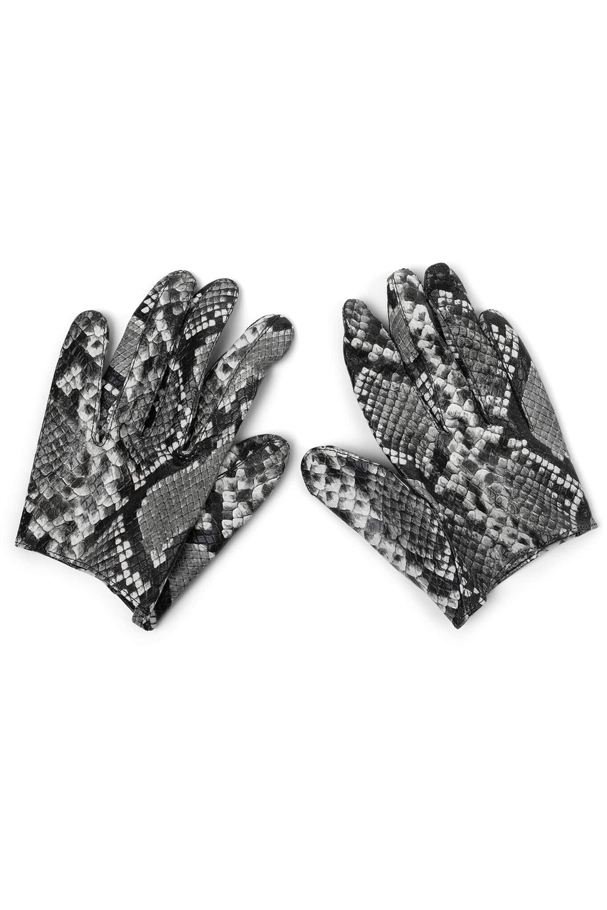 PIT-CREW Jeffrey Campbell Leather Gloves White Grey Python