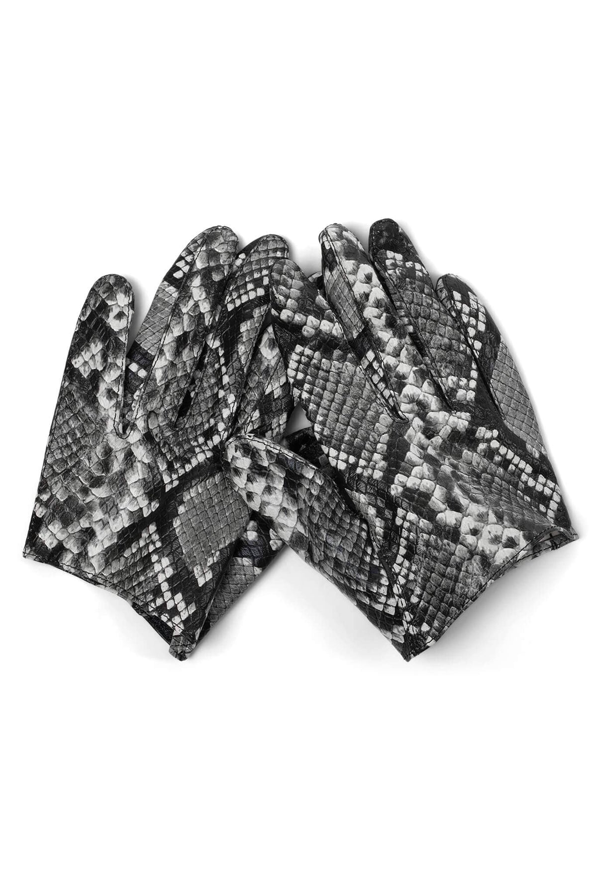 PIT-CREW Jeffrey Campbell Leather Gloves White Grey Python