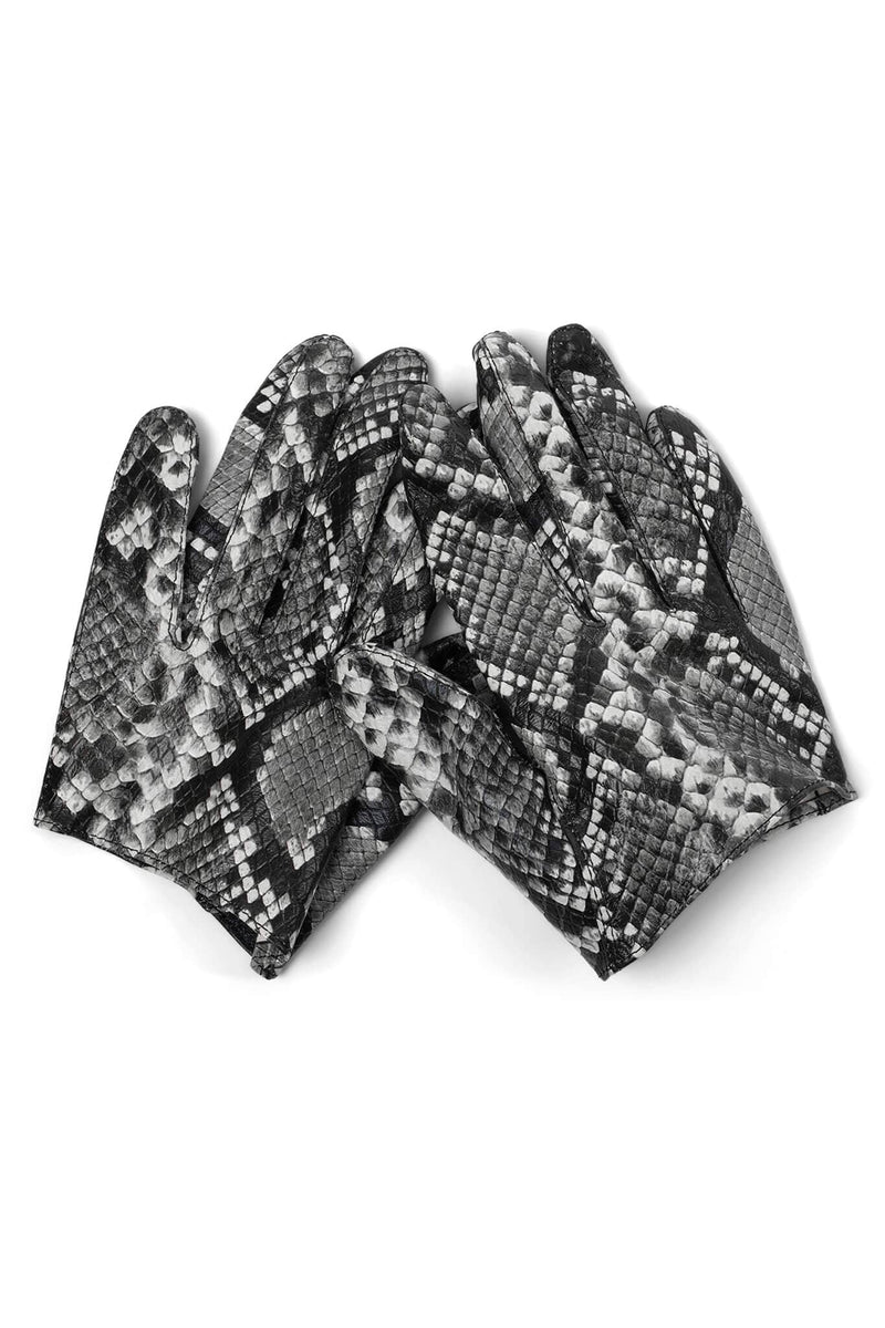 PIT-CREW Jeffrey Campbell Leather Gloves White Grey Python