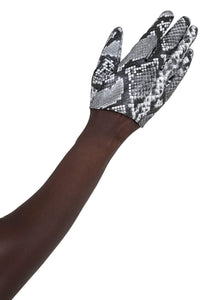PIT-CREW Jeffrey Campbell Leather Gloves White Grey Python