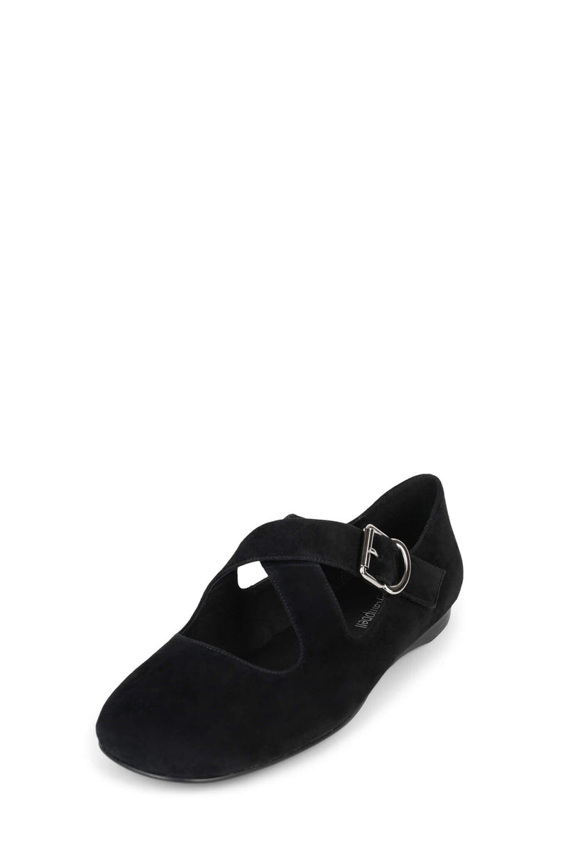 PLIETS Jeffrey Campbell Mary Jane Ballet Flats Black Suede