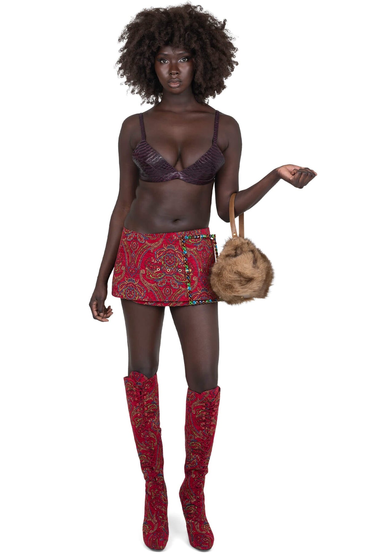 POP-OFF-EM Jeffrey Campbell Platform Boot Red Tapestry