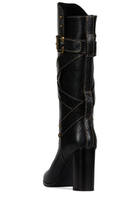 PORCINI Jeffrey Campbell Knee-High Boot Black Bronze