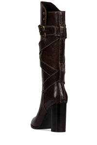 PORCINI Jeffrey Campbell Knee-High Boot Brown Bronze