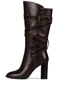 PORCINI Jeffrey Campbell Knee-High Boot Brown Bronze