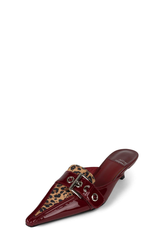 PREVAIL Jeffrey Campbell Kitten Heels Red Patent Cheetah