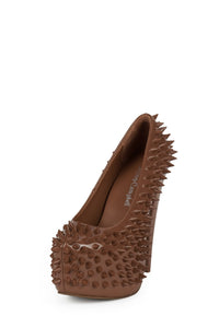 PRICKED Jeffrey Campbell Platform Pump Tan Patent _hover