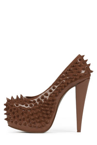 PRICKED Jeffrey Campbell Platform Pump Tan Patent