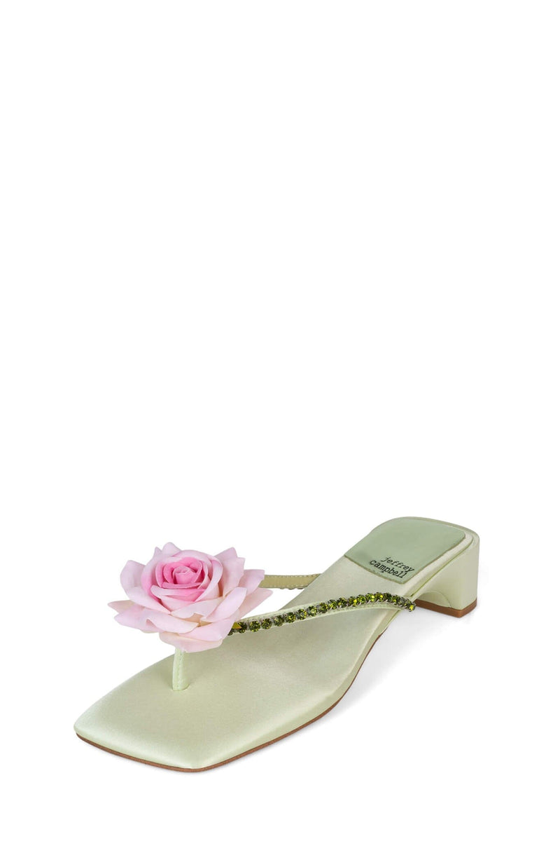 PRIMROSE Jeffrey Campbell Kitten Heel Sandal Pastel Green Silk Pink