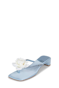 PRIMROSE Jeffrey Campbell Kitten Heel Sandal Pastel Blue Silk White