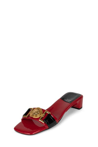 PRISCILLA Jeffrey Campbell Heeled Sandals Red Patent Black Patent Gold