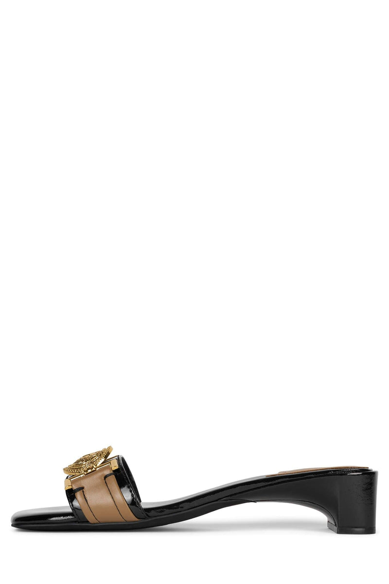 PRISCILLA Jeffrey Campbell Heeled Sandals Black Patent Natural Patent