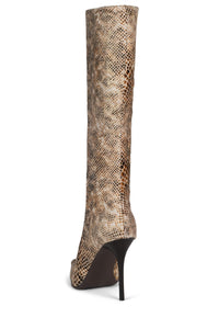 PROPOSAL-F Jeffrey Campbell Stiletto Boots Beige Gold Snake