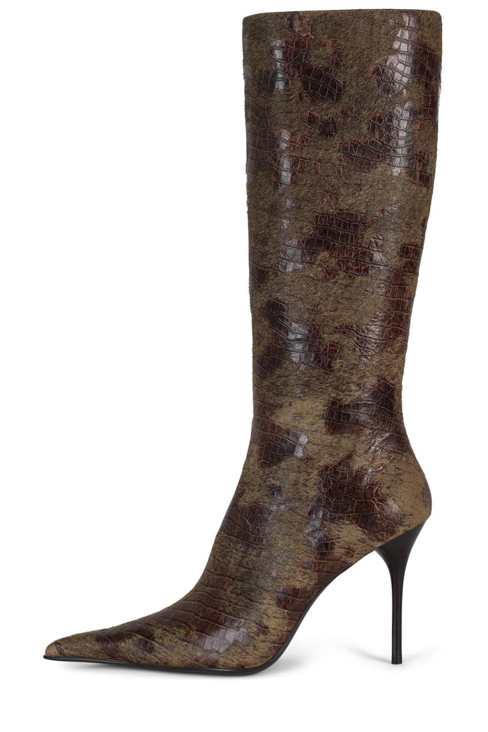 PROPOSAL-F Jeffrey Campbell Stiletto Boots Brown Croco