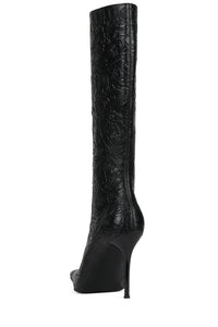 PROPOSAL Jeffrey Campbell Stiletto Boot Black Embossed Floral