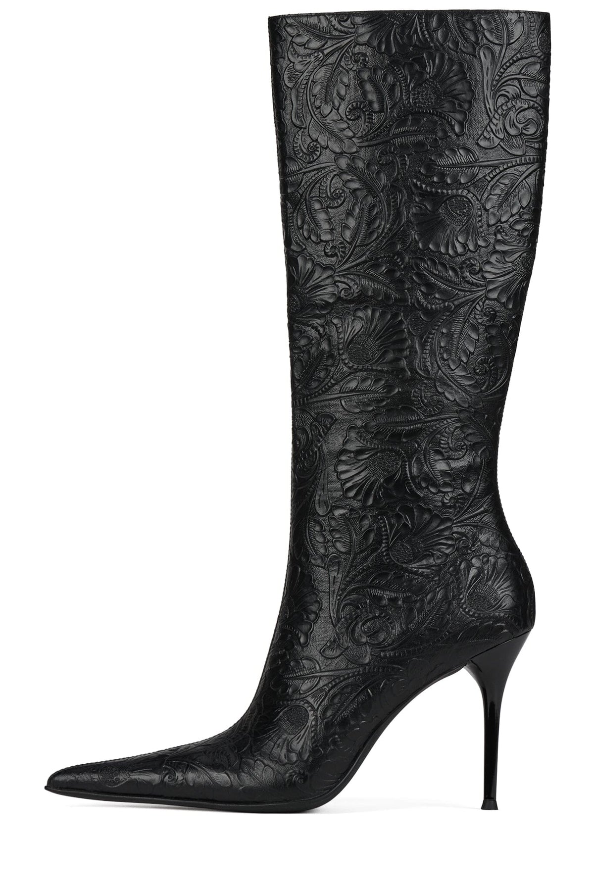PROPOSAL Jeffrey Campbell Stiletto Boot Black Embossed Floral