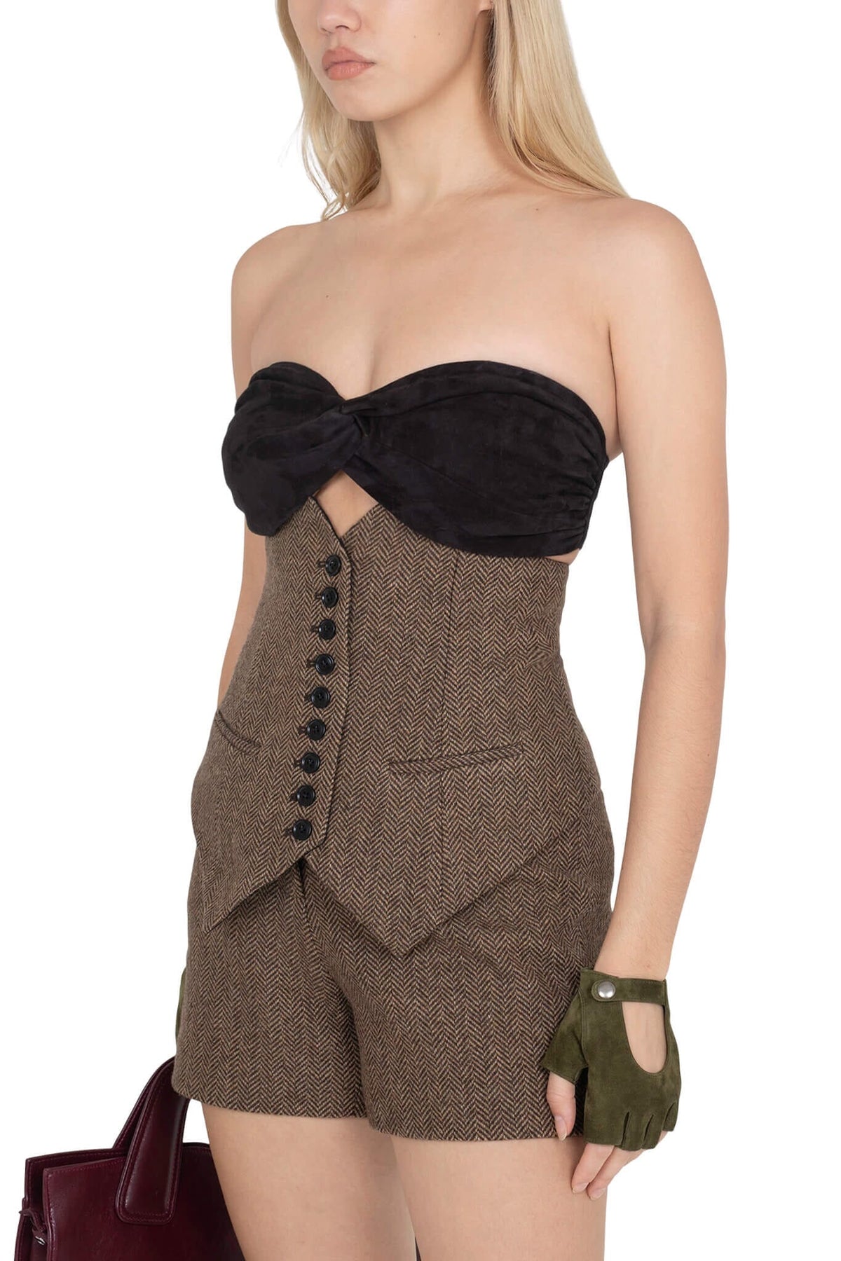 PSYCHIC TOP Jeffrey Campbell Top Coffee Suede