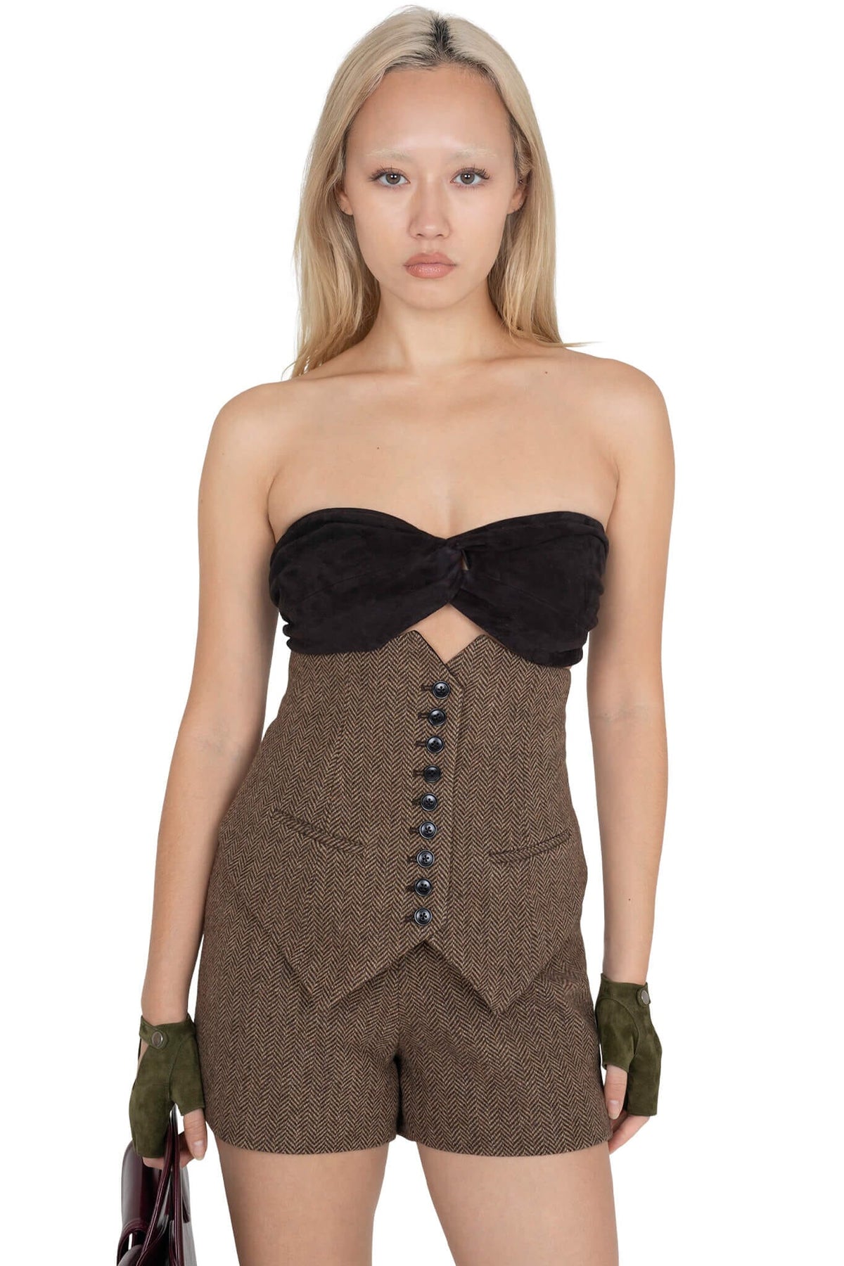 PSYCHIC TOP Jeffrey Campbell Top Coffee Suede