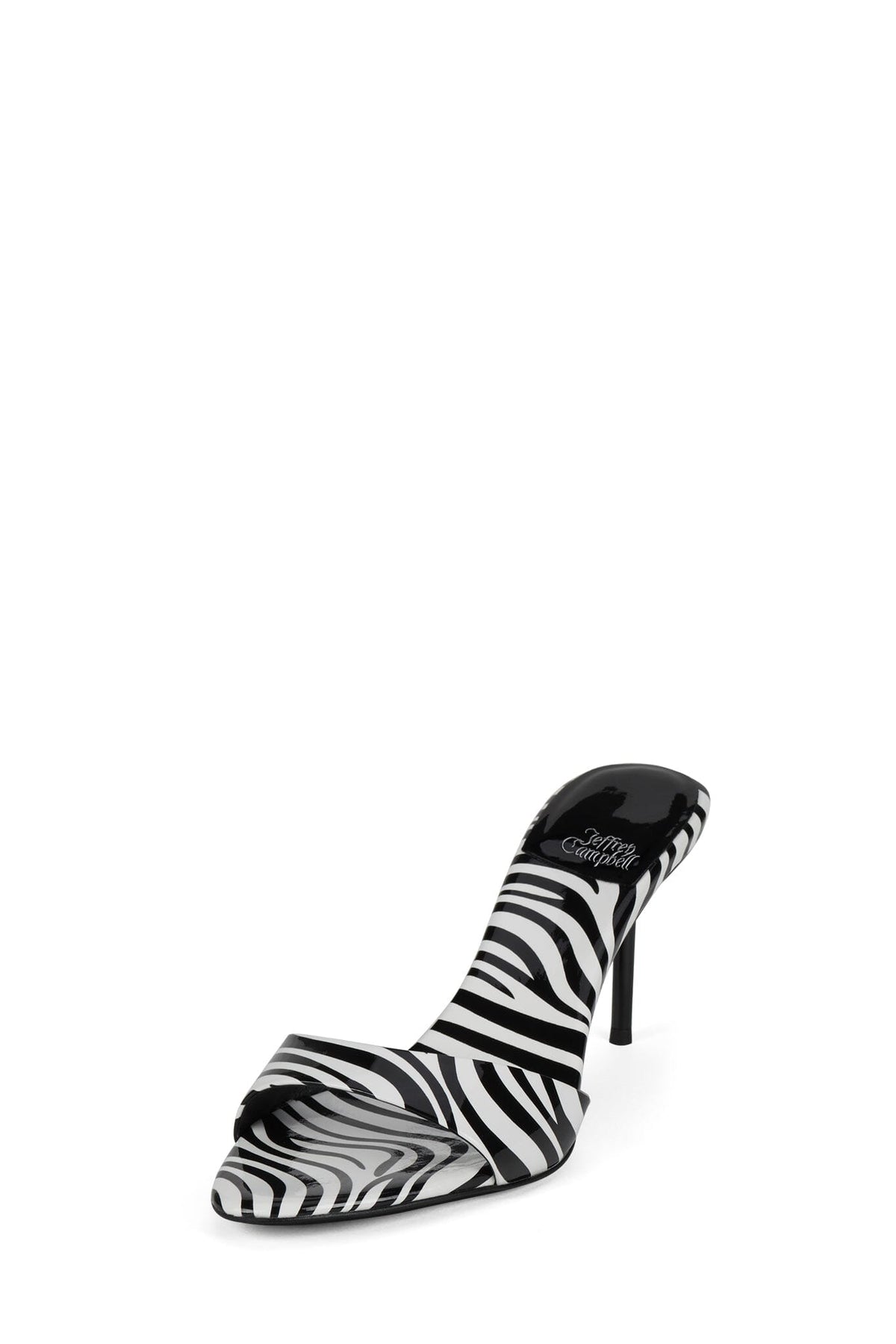 PUMPTINI Heeled Sandal Black White Zebra Patent _hover