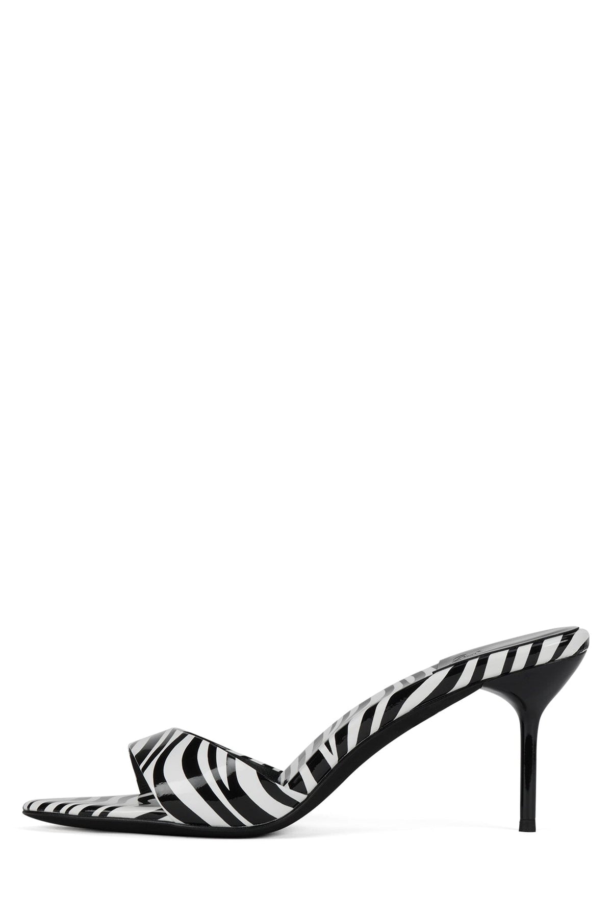 PUMPTINI Heeled Sandal Black White Zebra Patent
