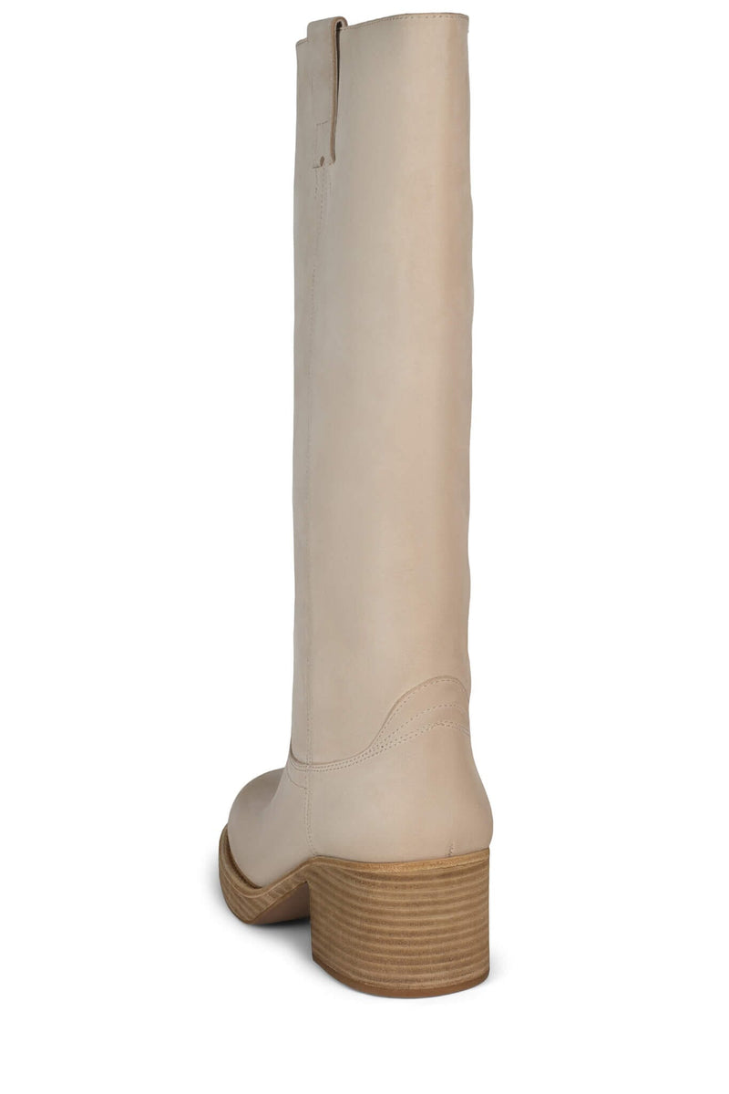 REFLECT-HI Jeffrey Campbell Knee-High Boot Ivory Nubuck