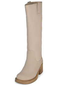 REFLECT-HI Jeffrey Campbell Knee-High Boot Ivory Nubuck