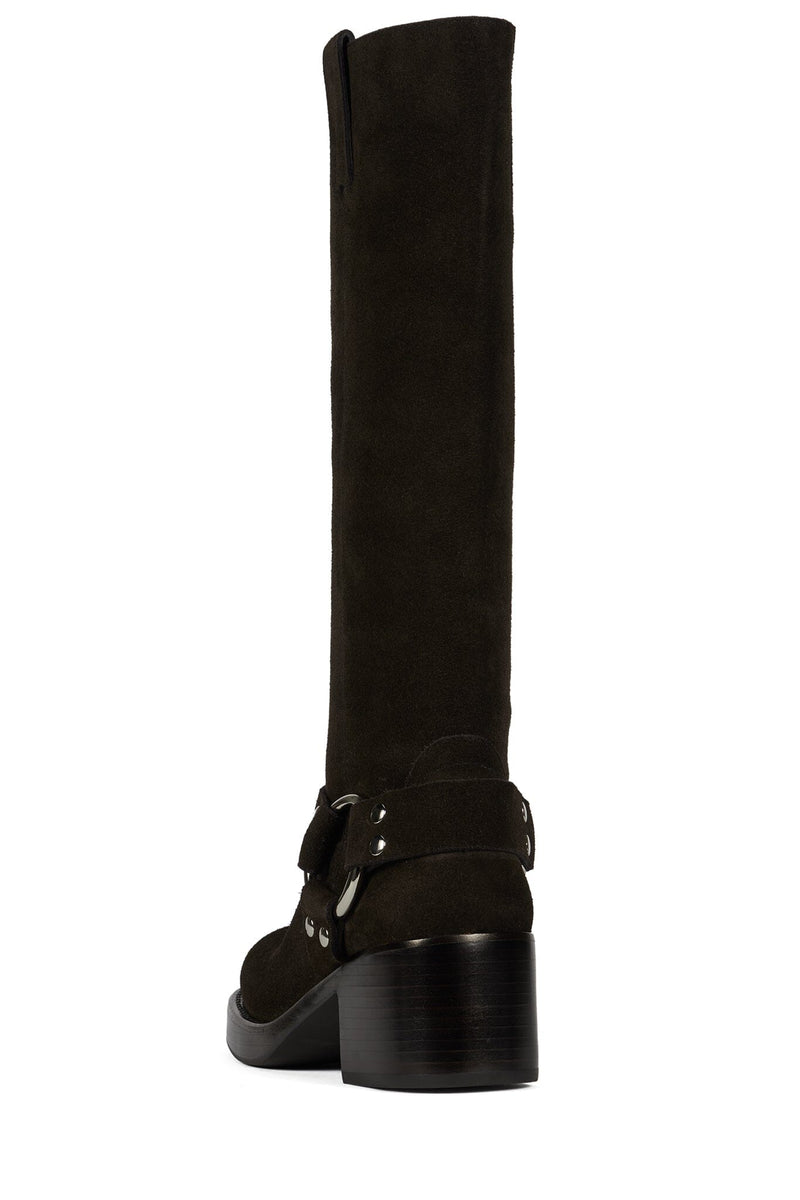 REFLECTN-H Jeffrey Campbell Knee-High Boot Brown Suede Silver