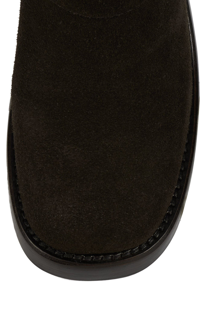 REFLECTN-H Jeffrey Campbell Knee-High Boot Brown Suede Silver