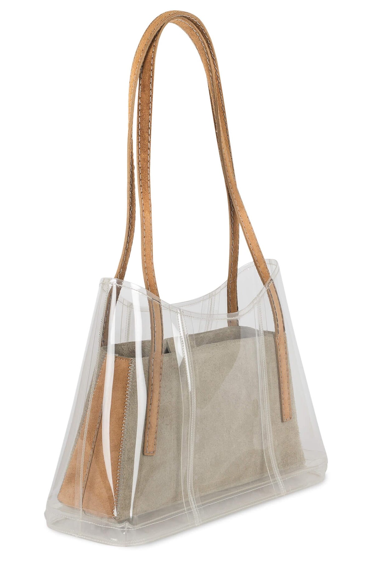 REINVENT Jeffrey Campbell Shoulder Bag Beige Taupe Clear