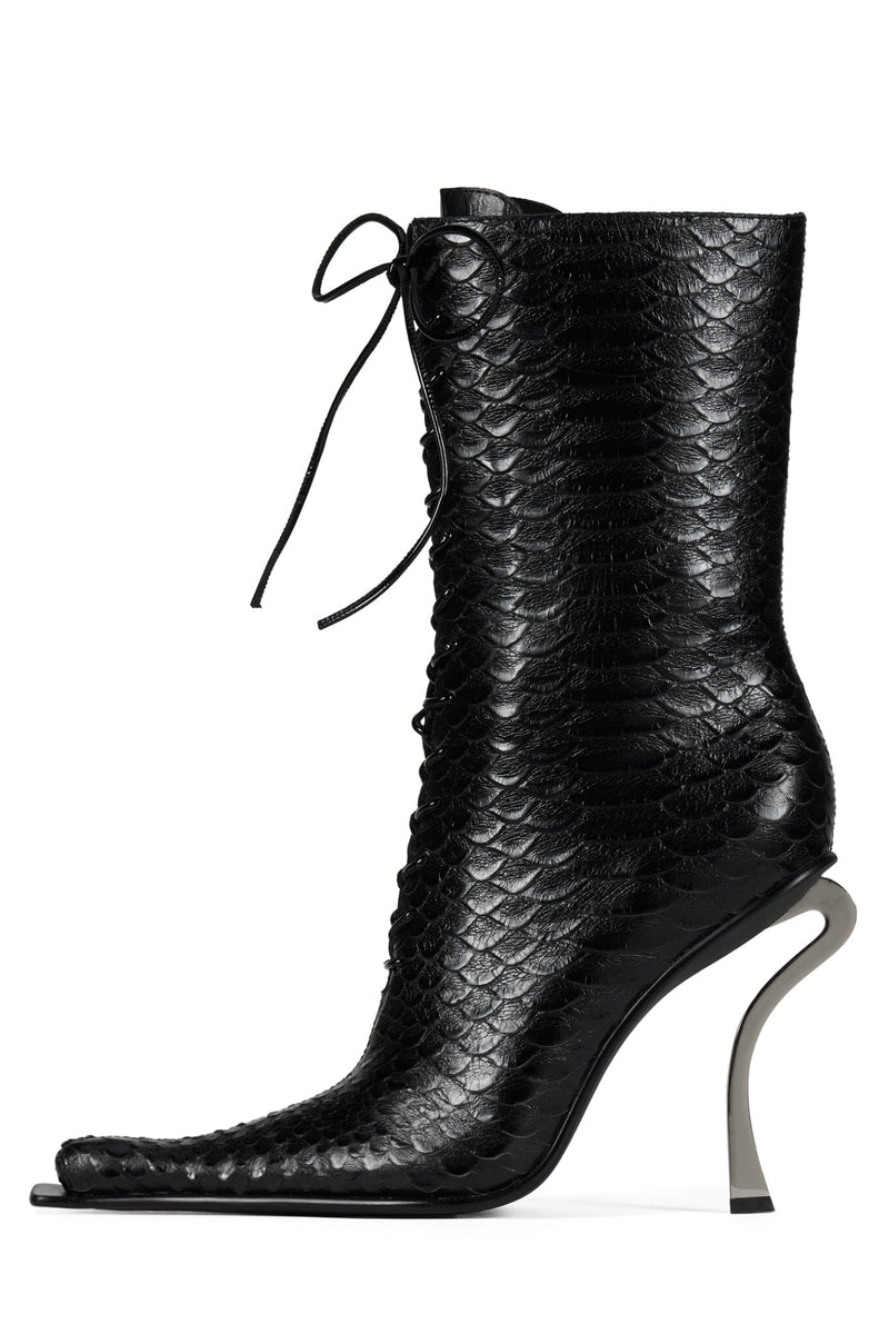 REMBRANDT Jeffrey Campbell Heeled Boot Black Snake