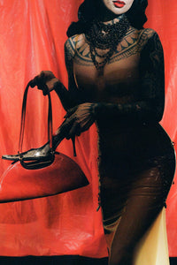 RETROGRADE Jeffrey Campbell Shoulder Bag Red Crinkle Gold