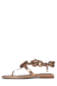 RING-ON-IT Jeffrey Campbell Flat Sandals Rose Gold Combo
