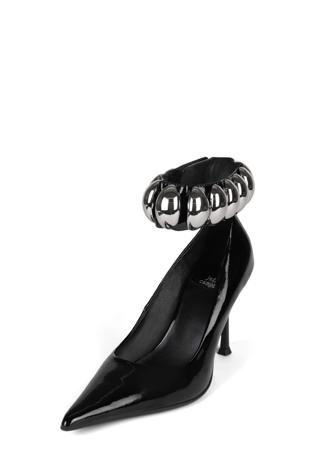 RISK-IT-SD Jeffrey Campbell High Heels Black Crinkle Patent Silver