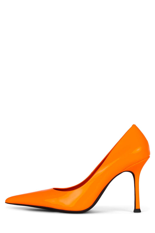 RISKTAKER3 Jeffrey Campbell Stiletto Heels Orange Neon Patent