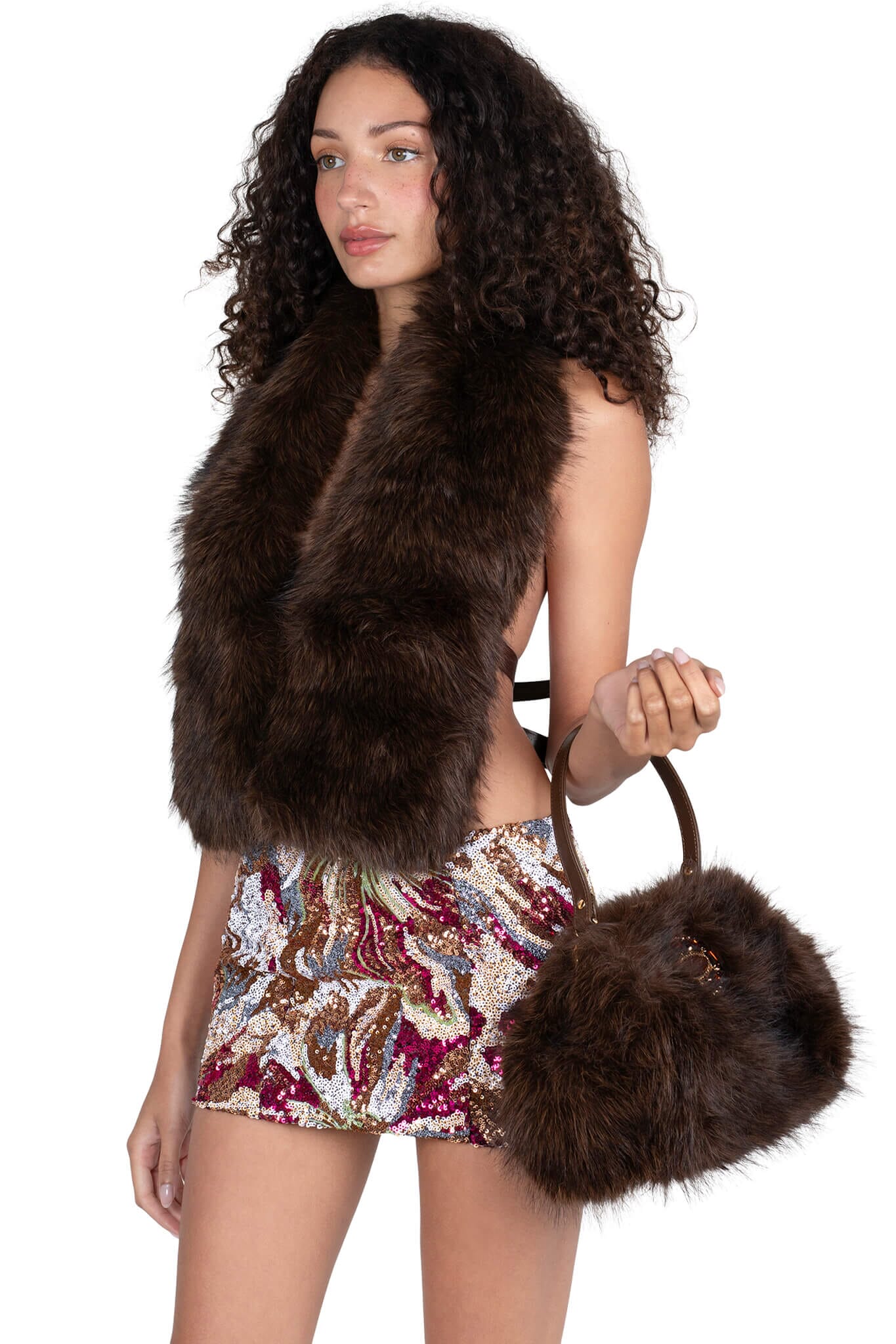 ROMANOV-F TOP Jeffrey Campbell Faux-Fur Top