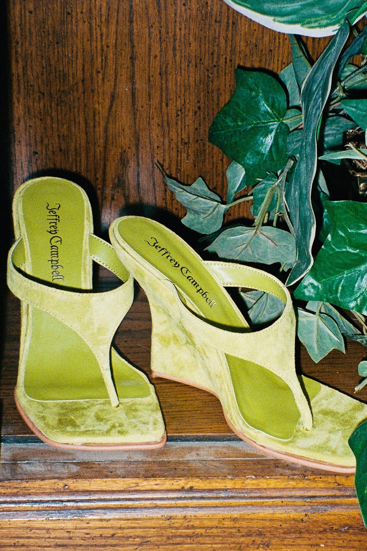 ROMEE Jeffrey Campbell Wedge Sandal Chartreuse Suede