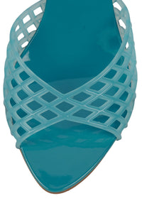SEABLU Jeffrey Campbell Heeled Jelly Sandal Blue
