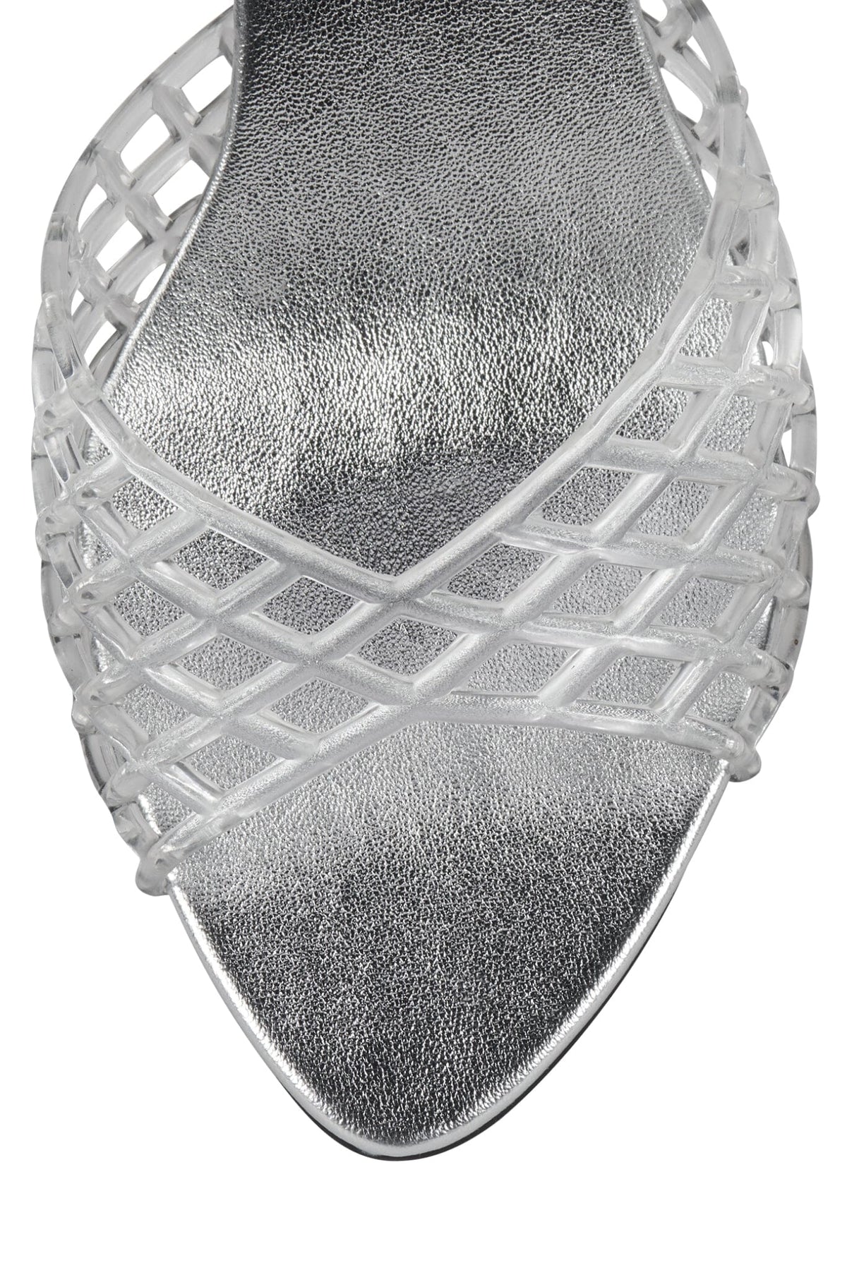 SEABLU Jeffrey Campbell Heeled Jelly Sandal Clear Silver