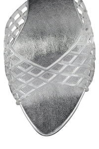 SEABLU Jeffrey Campbell Heeled Jelly Sandal Clear Silver