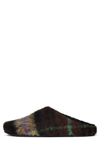 SENSIBLE Flat Mule YYH Black Yellow Tartan 6 