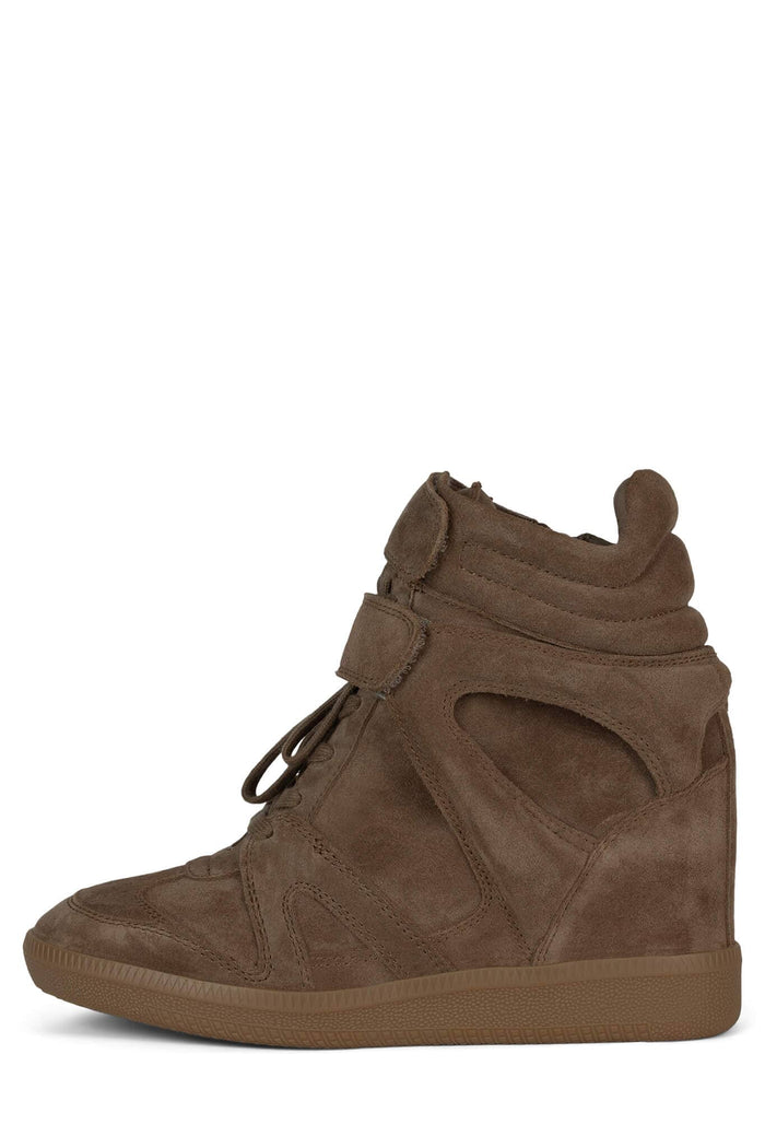 SERVED Jeffrey Campbell High-Top Sneaker Dark Taupe Suede