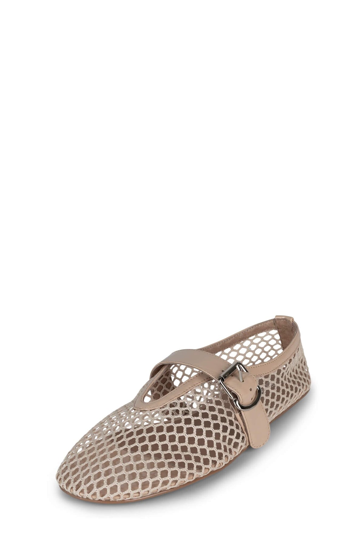 SHELLY-LS2 Mesh Mary-Jane Flats Natural Combo Front View