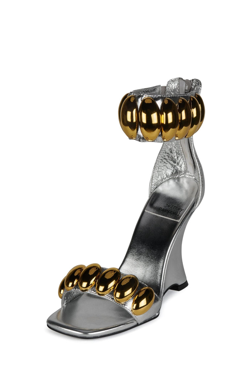 SHURI Jeffrey Campbell Wedged Sandals Silver Gold