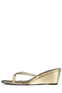 SIMPLICITY Jeffrey Campbell Wedge Sandal Gold