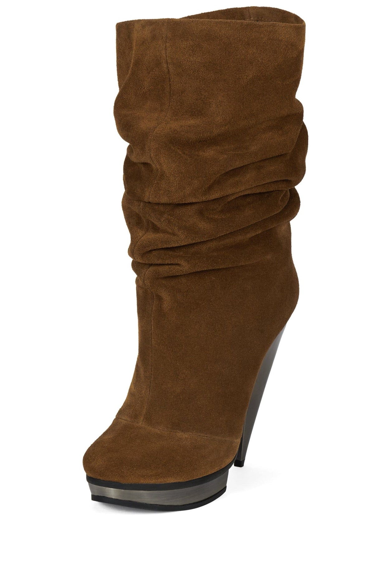 SLAY Slouch Heeled Boot Tan Suede _hover